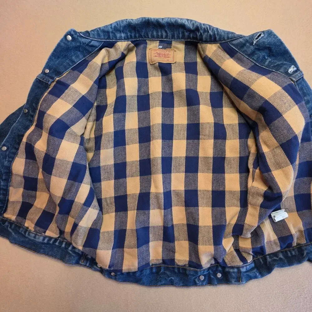 Levi's Vintage 1989 Flannel-Lined Denim Trucker Jacket Sz 36 (XS) USA 70401 0824